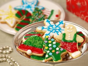 Plato con galletas de navidad. Consumir dulces en exceso. Comidas de Navidad. Centro Pronaf
